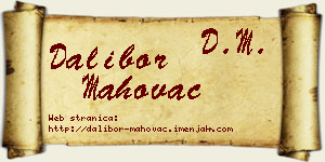 Dalibor Mahovac vizit kartica